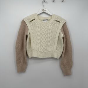 Self Portrait Contrast Color Knit Sweater Gold Chain Size Medium Preppy